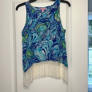 Lilly Pulitzer Sonya Cropped Fringe Tank Top - Size 2